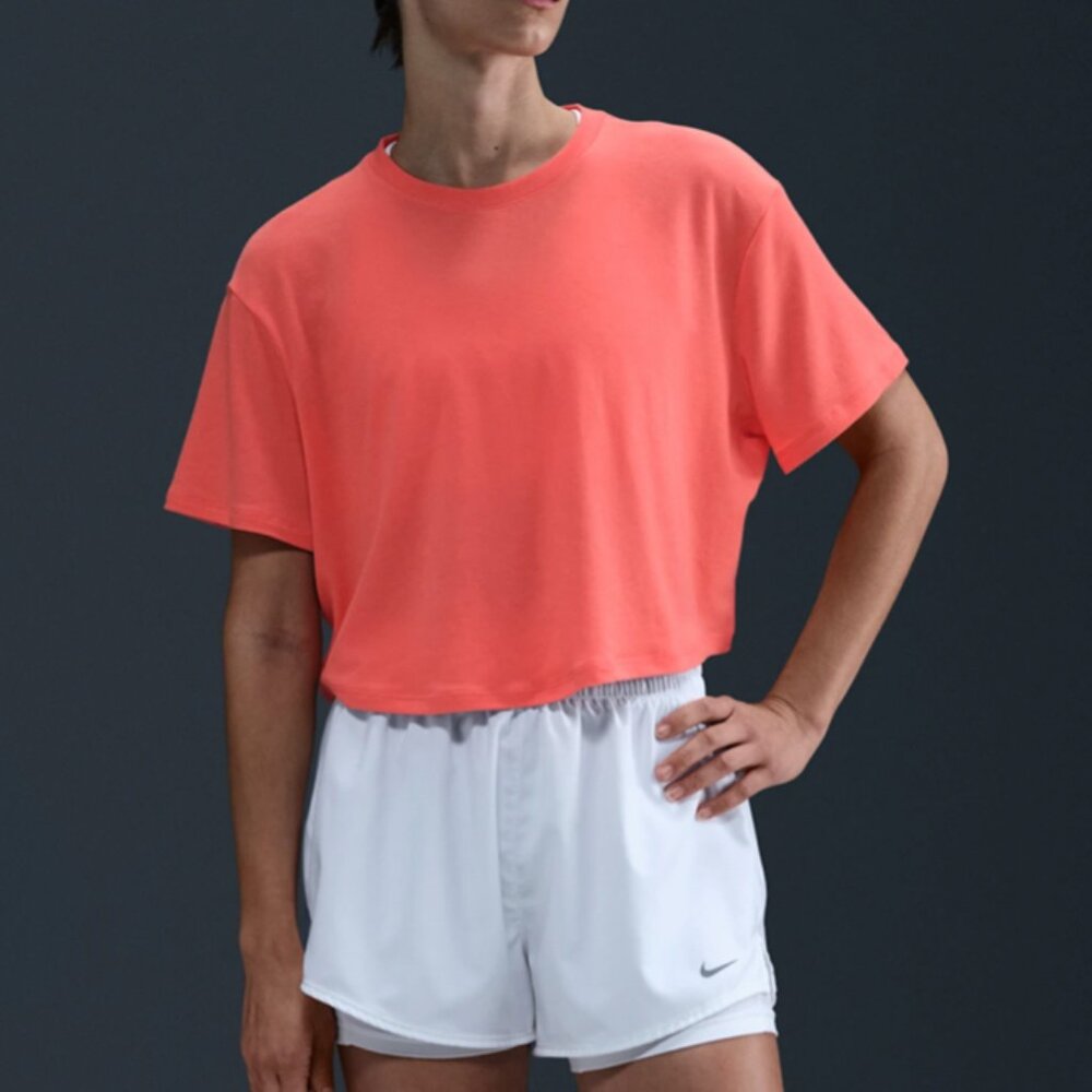 Nike Women's One Relaxed Dri-FIT Cropped Short Sleeve T-Shirt in Magic Ember NWT